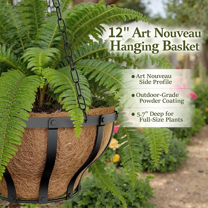 VOXOR Metal Hanging Baskets for Plants, Heavy Duty Wrought Iron Hanging Baskets - Image 3