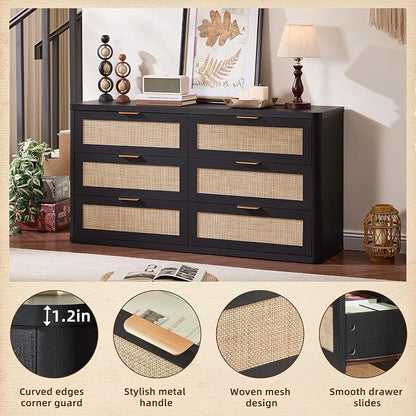 LEYAOYAO Rattan 6 Drawer Dresser - Image 6