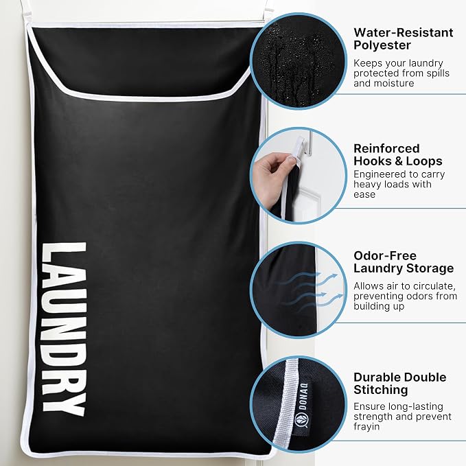 Hanging Laundry Hamper Bag XL 40x22", Space Saving over the Door Storage Bags - Image 5