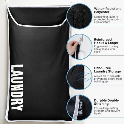 Hanging Laundry Hamper Bag XL 40x22", Space Saving over the Door Storage Bags - Image 5