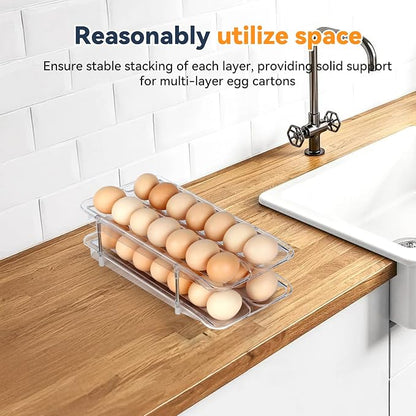 Refrigerator Egg Holder, Self-Rolling Refrigerator Egg Container, Stackable Egg - Image 3