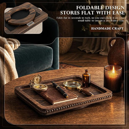 Pine Wood Couch Tray with Beaded Edge - Image 4