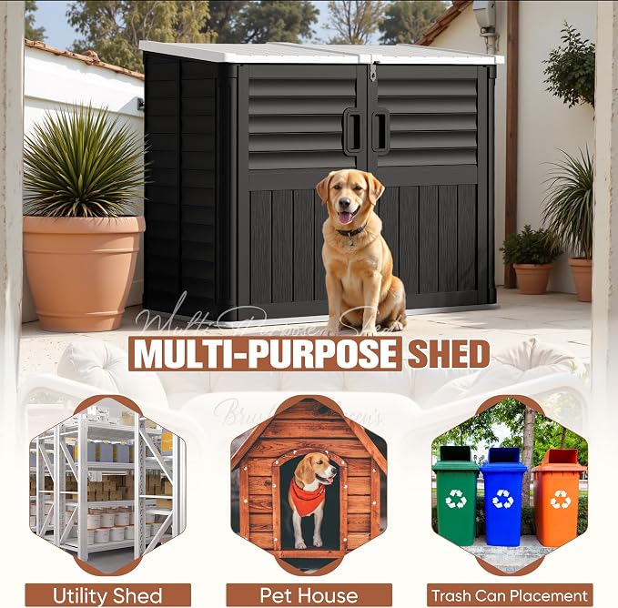TUOZE 34 Cu Ft Resin Storage Shed, Waterproof Outdoor Storage Cabinet - Image 5