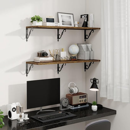 Fun Memories 40 Inch Floating Shelves Wall Mounted, 12 Inch Deep Wall Shelves - Image 2