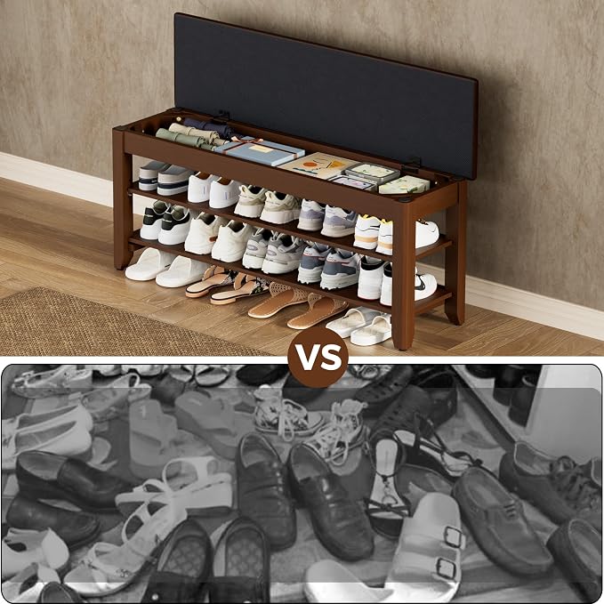 Homleke 2-Tier Solid Wood Shoe Rack Bench - Image 8