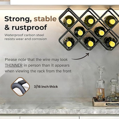 Metal Wine Rack – Matte Black Carbon Steel, 10-Bottle Countertop & Hangable - Image 6