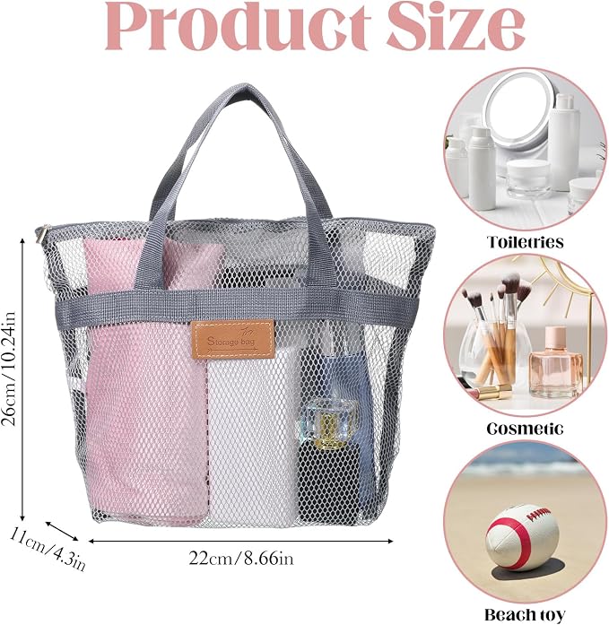 KALIONE Mesh Shower Caddy Bag, Portable Gym Shower Bag, Quick Dry Hanging - Image 2