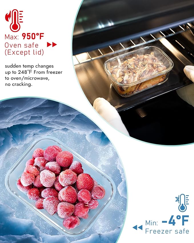 8-Piece Borosilicate Glass Food Storage Containers Set - Image 3