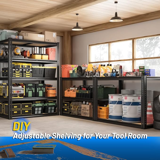 ROOMFAVE 72" H Storage Shelves 5 Tier Garage Shelving Heavy Duty, 2050LBS - Image 7
