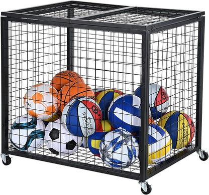 VEVOR Rolling Sports Ball Storage Cart, Lockable Basketball Cage by VEVOR