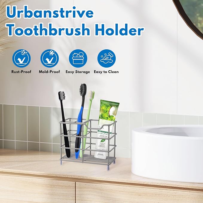 Urbanstrive 304 Stainless Steel Bathroom Toothbrush Holder Toothpaste Holder - Image 7