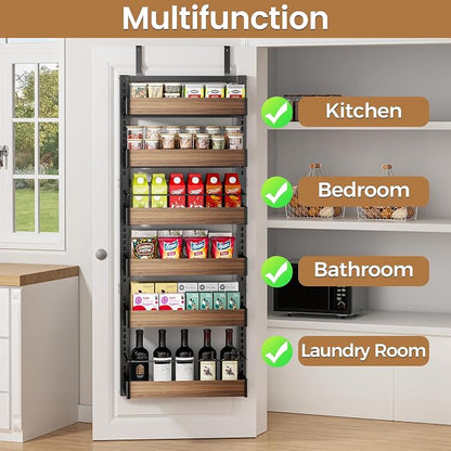 POKIPO 6 Tier Over The Door Pantry Organizer, 2-in-1 Door Hanging or Wall - Image 6