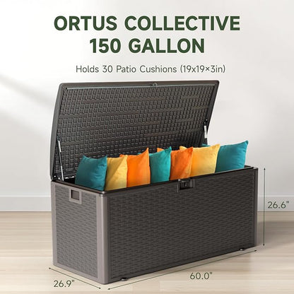 150 Gallon Deck Box, Double Layer Waterproof Resin Outdoor Indoor Storage Box - Image 2