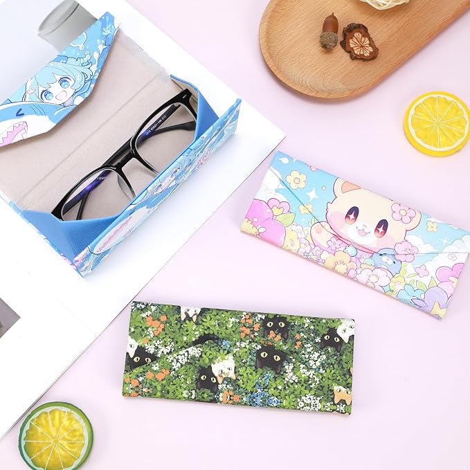 Foldable Glasses Case, Magnetic PU Leahter Sunglasses Case, Cute Hard Shell - Image 7