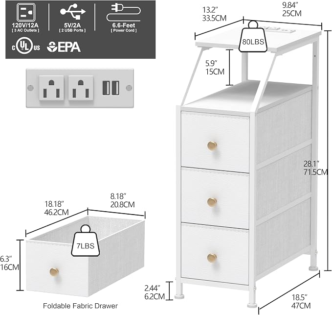 Tohomeor Narrow Dresser Tall Skinny Storage Tower Vertical Slim Chest of Drawers - Image 3