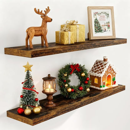 48 Inch Floating Shelves, 9.3 Inch Deep Floating Shelf by FunMemories