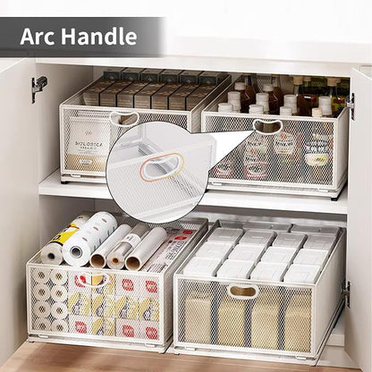 Sliding Cabinet Basket Organizer Drawer Self Adhesive Slide out Pantry Shelves - Image 9