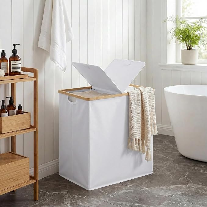 efluky Laundry Hamper with Lid, Double Laundry Basket with 2 Removable Bags - Image 8