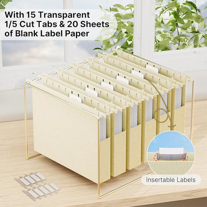 Wheat Straw Hanging File Folder Letter Size, Heavy Duty 1'' Expansion, 12 Pack - Image 5