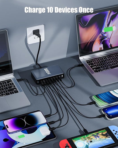 880W USB C Charger Block, 8-Port USB C Charging Station GaN IV Travel - Image 2