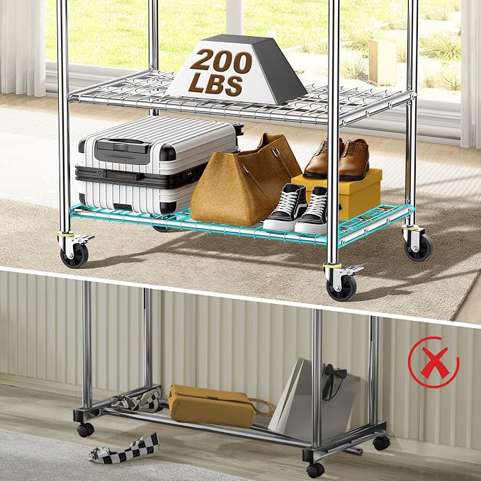 100% Stainless Steel Heavy Duty Clothes Rack, Load 960LBS, Double Rod, - Image 6