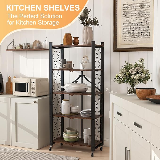 5-Tier Foldable Storage Shelves - Image 2