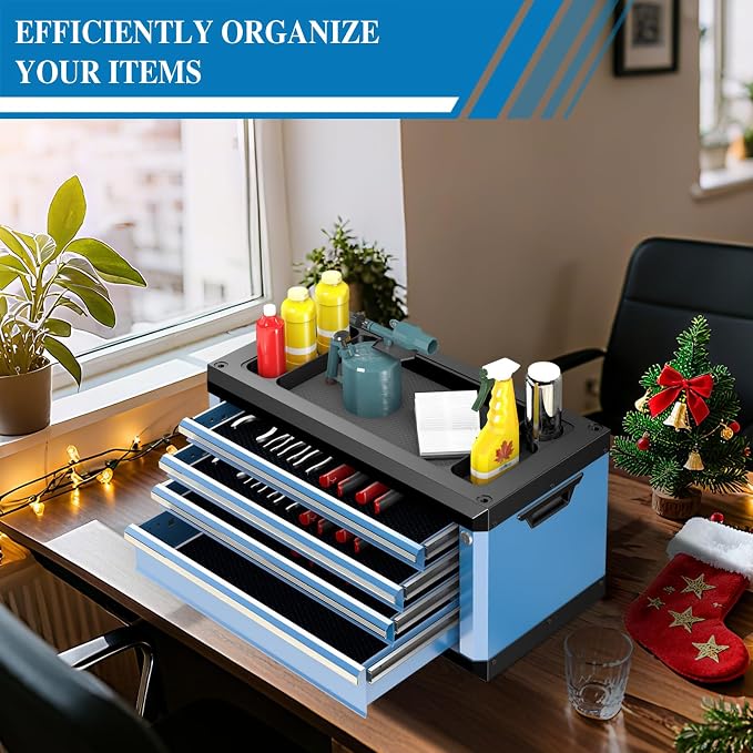4-Drawer Tool Box with Lock&Keys, Portable Tool Box with Multifunctional - Image 3