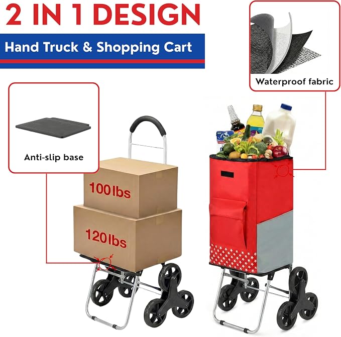 Shopping Cart, Super Loading Stair Climber 220 lbs Capacity Grocery Foldable - Image 3