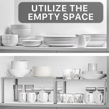 Simple Houseware Cabinet Counter Shelf Organizer w/Steel Surface - Image 5