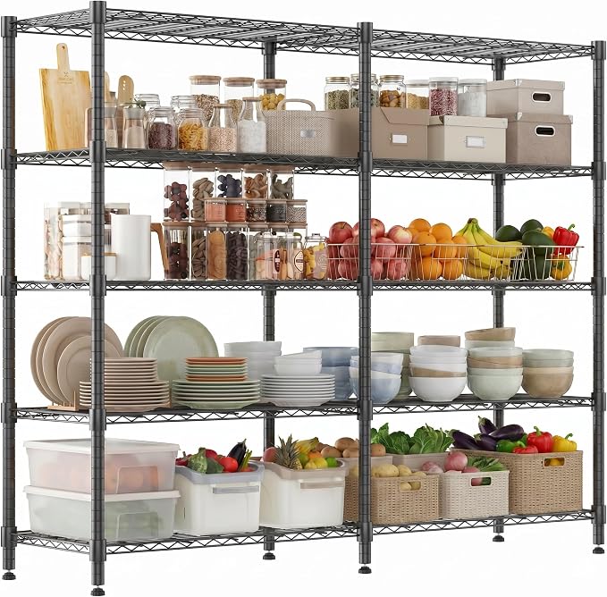 Homdox 5-Tier Adjustable Metal Storage Shelves, Space-Saving Corner Rack by HOMDOX