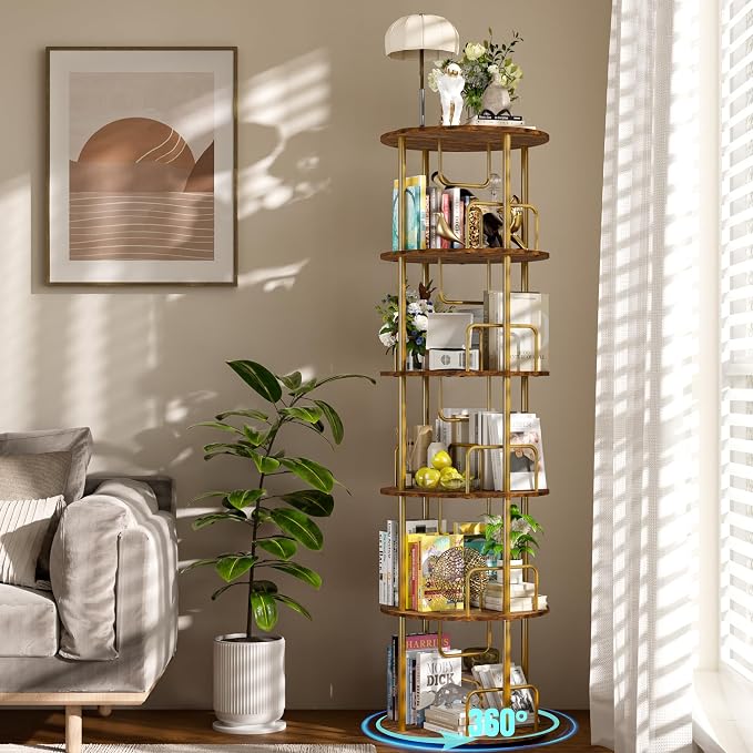 360° Rotating Bookshelf, Revolving Bookcase by Unknown