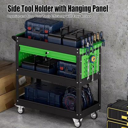 Heavy Duty 3 Tier Tool Cart, Mechanic Metal Rolling Tool Cart - Image 5