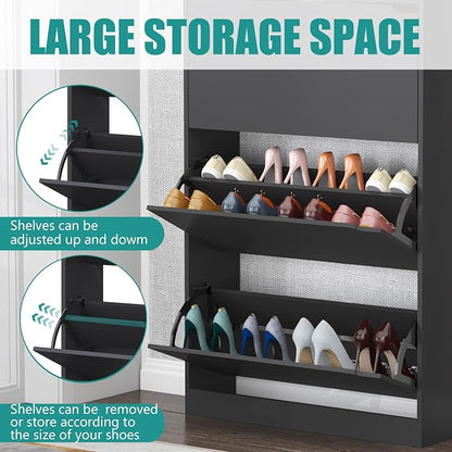 Wodeer Narrow Shoe Cabinet for Entryway, Slim Shoe Storage Cabinet - Image 6