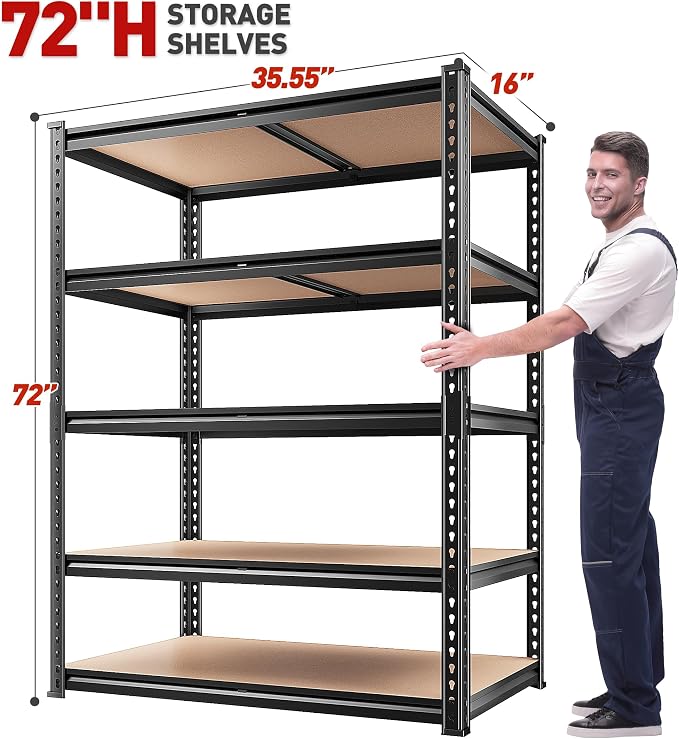 REIBII 2020LBS Storage Shelves 5 Tier Garage Shelving Heavy Duty, Adjustable - Image 9