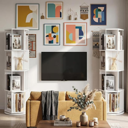 VIWODS 4 Tier Rotating Bookshelf Tower, 360° Display Spinning Bookcase - Image 4