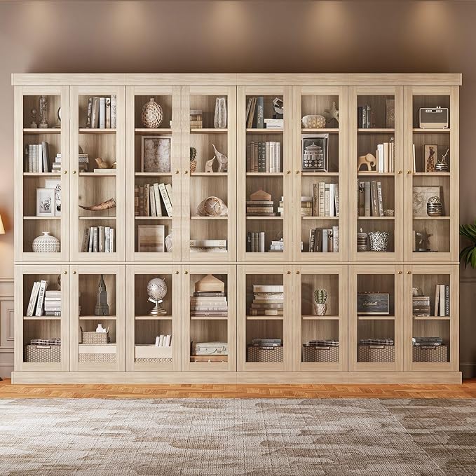 ivaniti 70.8" Bookshelf with Glass Doors, Farmhouse Modular Bookcase with by CraftedforLifesMoments