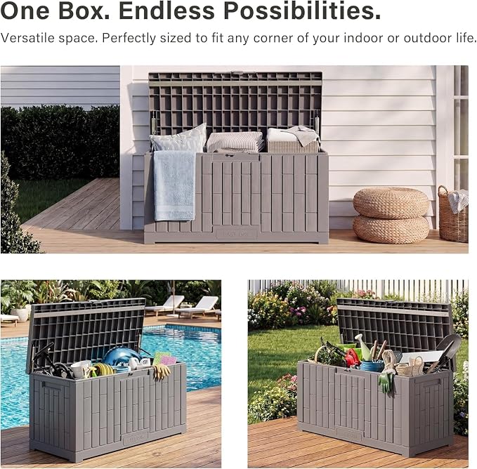 EAST OAK Outdoor Storage Box, 80 Gallon Deck Box, Waterproof Resin Storage Bin - Image 8