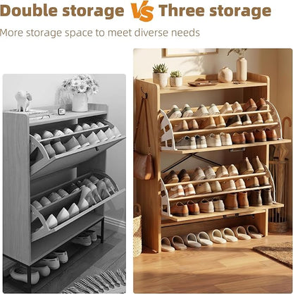 Shoe Storage Cabinet for Entryway, 2 Flip Drawers - Image 5