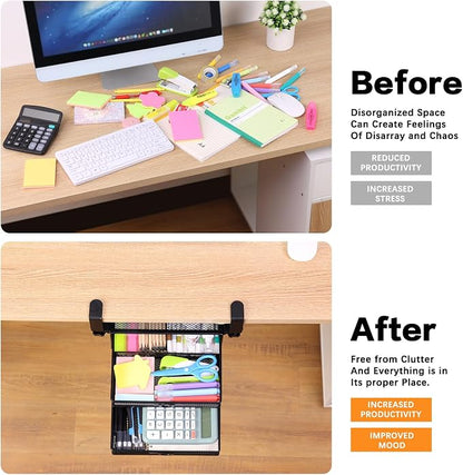 2-Tier Clamp-On Mesh Organizer, Under Desk Storage - Image 6