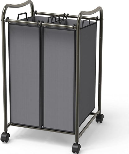 Simple Houseware 2-Bag Heavy Duty Rolling Laundry Sorter Cart, Dark Gray – 2 - Image 7