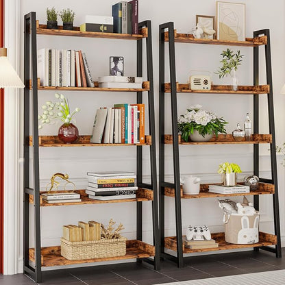 IRONCK Industrial Bookshelf 5-Tier 31.5 in Wide, Bookcase Ladder Shelf - Image 4