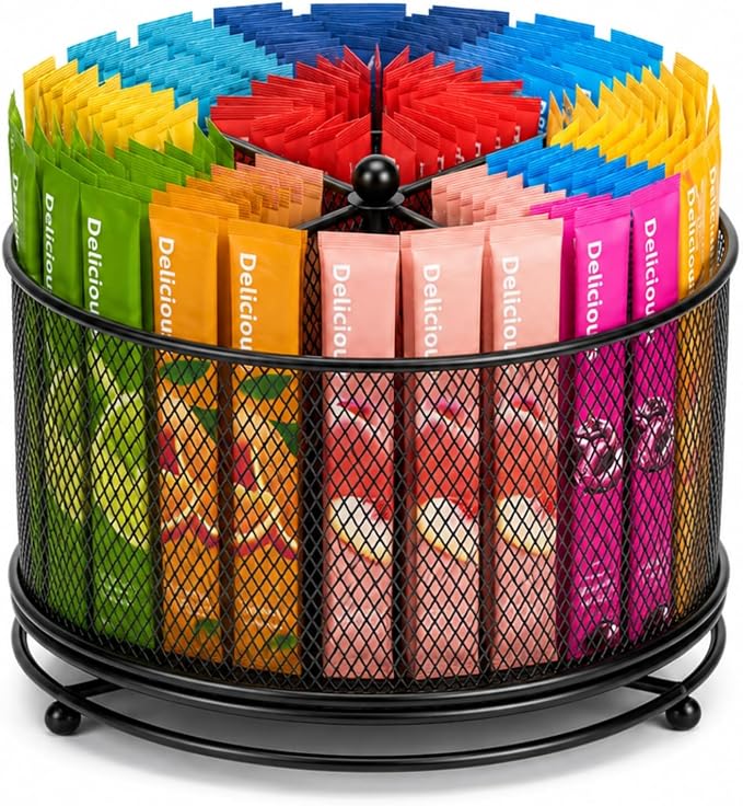 Drink Packet Organizer, Drink Mix Organizer, 4-Compartment Caddy | 360° rotating by Unknown