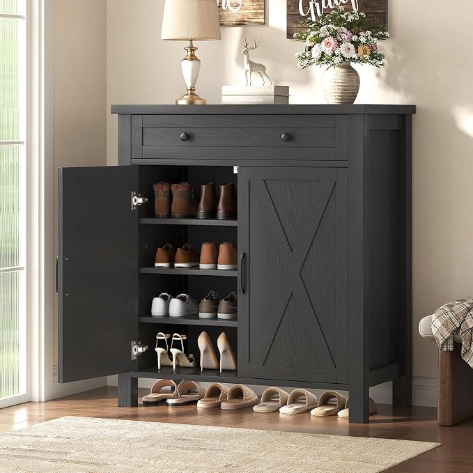Farmhouse Shoe Storage Cabinet, 5-Tier High Boots Organizer by Glirun