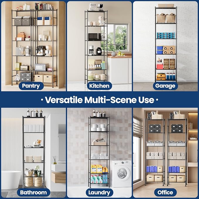 Abiglifty Storage Shelves, 6-Tier Metal Shelving, Closet Shelves - Image 6