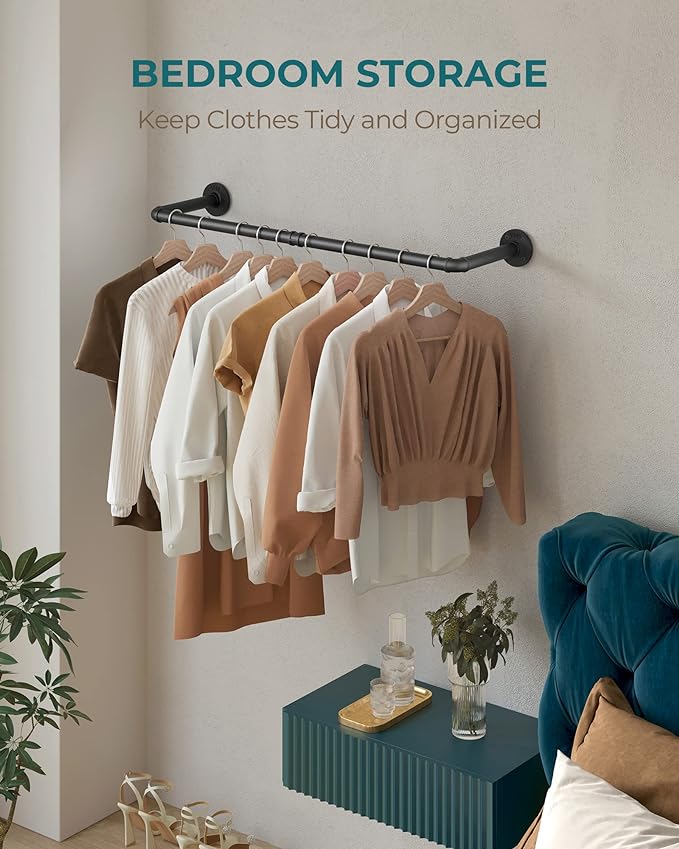 OROPY Industrial Pipe Clothing Rack 38.4", Heavy Duty Detachable Wall Mounted - Image 4