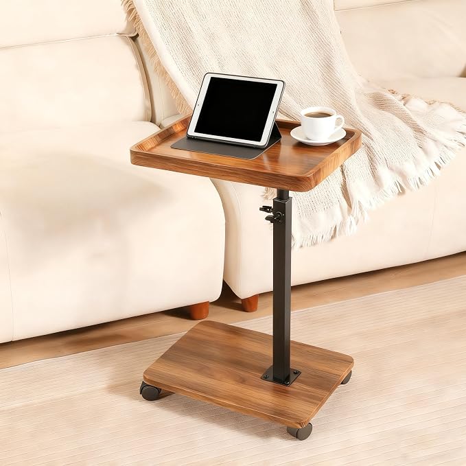 Adjustable Height Couch Tables That Slide Under Sofa, 360° Swivel Modern Tv - Image 8