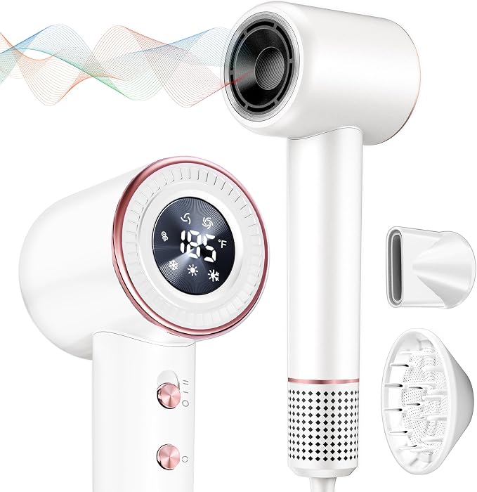 Rudd Hair Dryer with Diffuser, High Speed Hair Dryer with Display, 110000 RPM by MountWalker