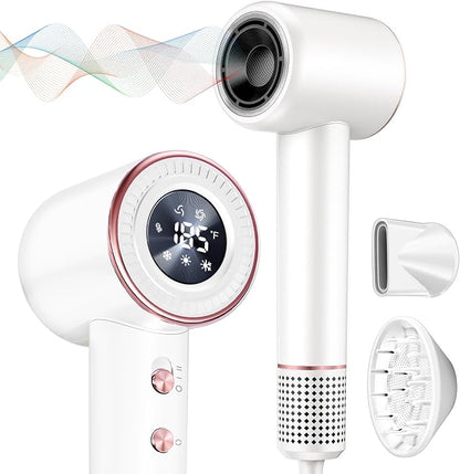 Rudd Hair Dryer with Diffuser, High Speed Hair Dryer with Display, 110000 RPM by MountWalker