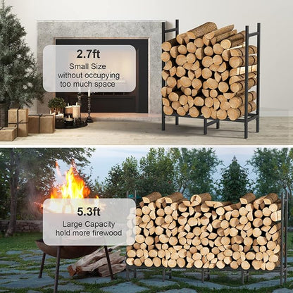 5.3ft Outdoor Indoor Firewood Rack Holder - Image 2