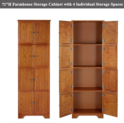 72" Tall Farmhouse Storage Cabinet, 4 Tier Kitchen Pantry Cabinet - Image 9